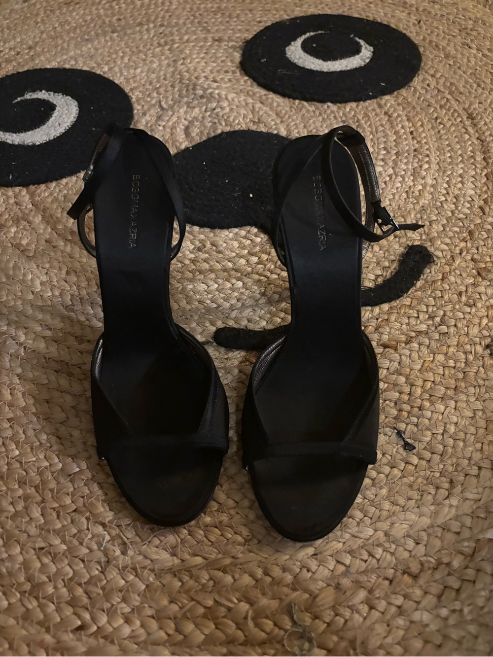 BCBGMaxAzria Black Open-Toe Ankle-Strap Heels